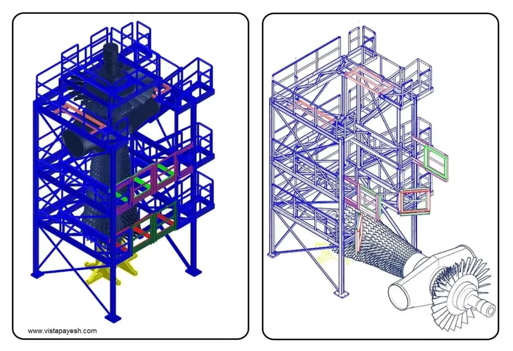 نقشه سه بعدی برج روتور تعمیرات اساسی توربین